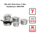  Bộ nồi chảo inox 5 đáy Sunhouse SHG998 hàng chính hãng 