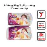  1 thùng 30 gói giấy vuông E'mos cao cấp 