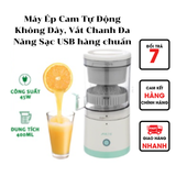  Máy Ép Cam Tự Động, Máy Vắt Cam Tự Động Không Dây, Máy Ép Chậm Trái Cây, Vắt Chanh Đa Năng Sạc USB hàng chuẩn 