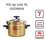  Nồi áp suất nhôm Sunhouse  SHA8604 - 6L chính hãng ( trắng - vàng) 