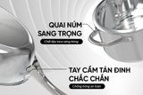  Bộ nồi chảo Inox 304 Sunhouse SHG808 - 3 nồi và 1 chảo - Dùng cho mọi loại bếp - Đa lớp - Dùng được cho máy rửa bá 
