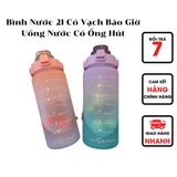  Bình Nước 2l Có Vạch Báo Giờ Uống Nước Có Ống Hút 
