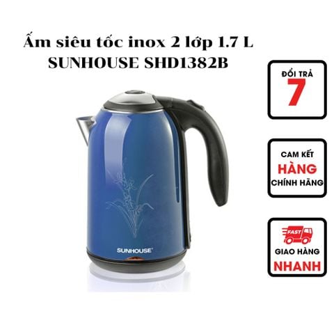  Ấm siêu tốc inox 2 lớp 1.7 L SUNHOUSE SHD1382B 