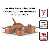 Bộ Nồi Chảo Chống Dính Ceramic Đáy Từ Sunhouse SHG2004MCA 