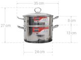  Bộ Nồi Xửng Inox 3 Đáy Sunhouse SSP25124A 