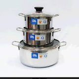  Bộ 3 nồi inox Đông Á chất lượng cao  Nắp inox và nắp kính 