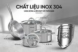  Bộ nồi chảo Inox 304 Sunhouse SHG808 - 3 nồi và 1 chảo - Dùng cho mọi loại bếp - Đa lớp - Dùng được cho máy rửa bá 
