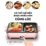  Nồi Lẩu Điện Mini Đa Năng 2 Ngăn, Nồi Nướng Điện Siêu Tốc Chống Dính Thế Hệ Mới, Tiện Dụng Cho Mọi Gia Đình 