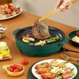  Bếp Nướng Điện, Chảo Nướng Điện Không Khói 600W Chống Dính Đa Năng BBQ Tại Nhà Shanban 26cm 