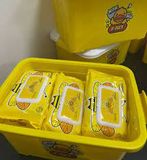  Khăn giấy ướt vịt vàng 10 gói kèm thùng nhựa tiện dụng siêu đáng yêu 