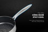  Chảo inox 3 lớp ultra Titanium Sunhouse STI18M/STI22M/STI26M đáy từ dùng được trên mọi loại bếp 