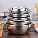  Bộ 5 Thau Rổ Không Gỉ Inox Cao Cấp-Sét 5 Rổ Bằng inox Size 18 - 26 cm,thoát nước nhanh chóng 