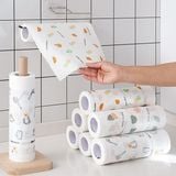  Cuộn giấy lau đa năng bằng khăn lau bếp vải in hình không dệt-Khăn giấy lau nhà bếp có thể tái sử dụng (40 Tờ) 