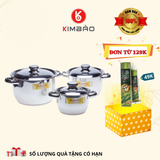  Bộ 3 Nồi Rainy Nắp Kính 3 Đáy 