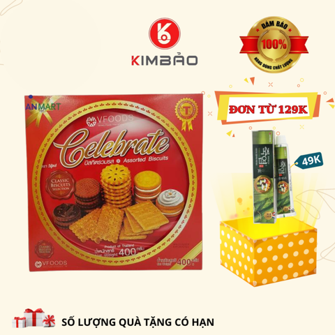  Bánh Quy Thái Lan Celebrate Assorted Biscuits Vfoods Hộp sắt 400g 