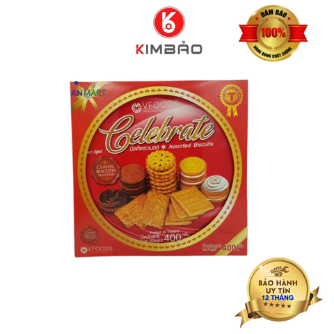  Bánh Quy Thái Lan Celebrate Assorted Biscuits Vfoods Hộp sắt 400g 