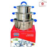  Bộ 3 Nồi Inox 3 Đáy SUNHOUSE SHG361 Model mới Size 16-20-24cm Dùng Trên Mọi Loại Bếp 