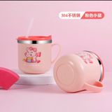  Ly Cốc Uống Nước Giữ Nhiệt Inox Có Tay Cầm Kèm ống Hút Cho Bé 250ml 