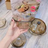  Bộ Nồi Thủy Tinh 1000ml Kèm 4 Bát Ăn Cơm 320ml Chịu Nhiệt Tốt 