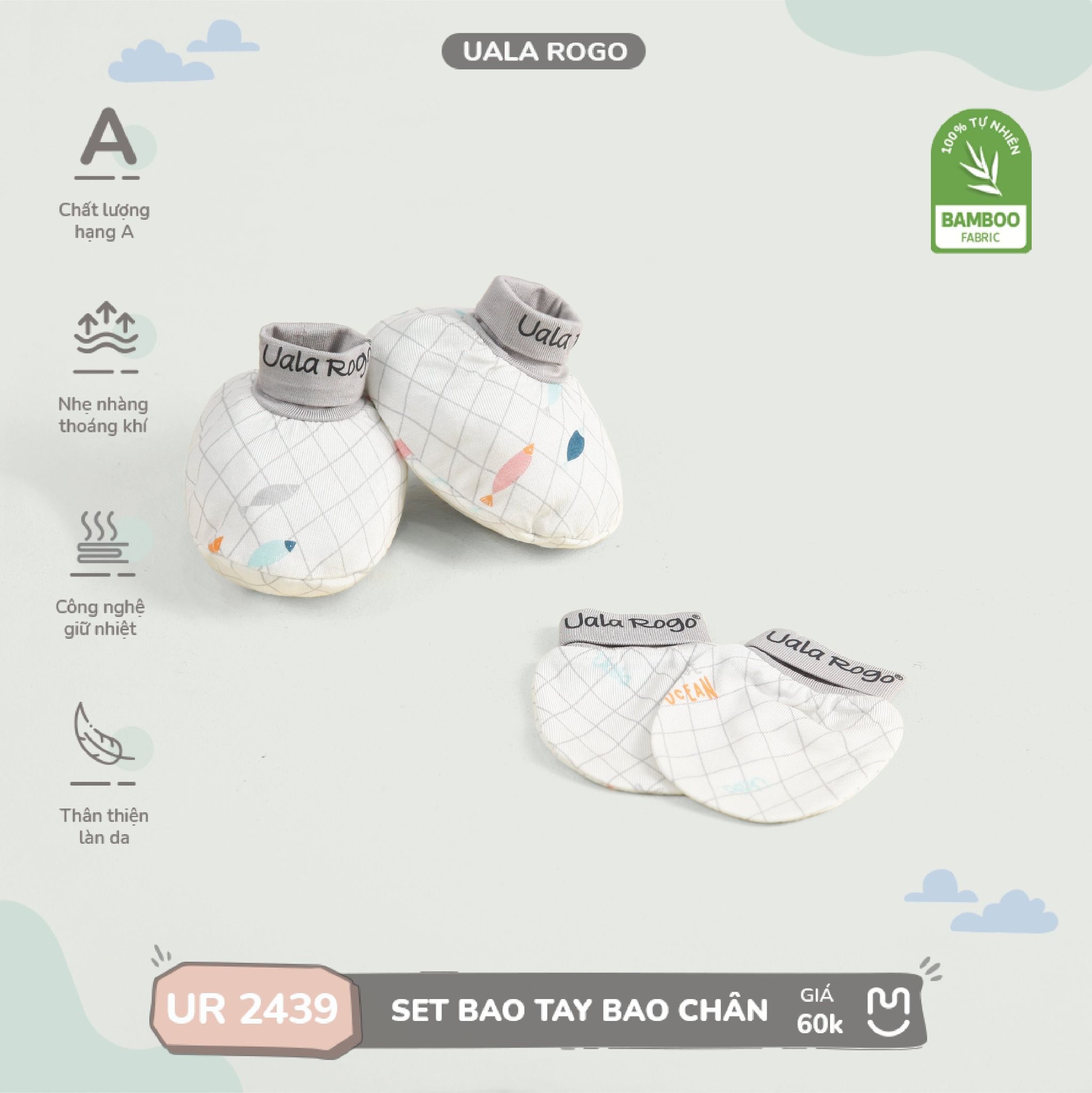  Set bao tay bao chân hoạ tiết kẻ ô UR 2439 