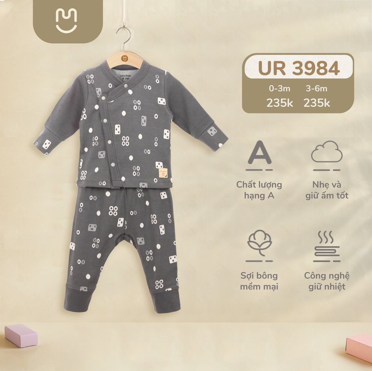  Bộ SS cài chéo cotton nỉ hoạ tiết UR 3984 