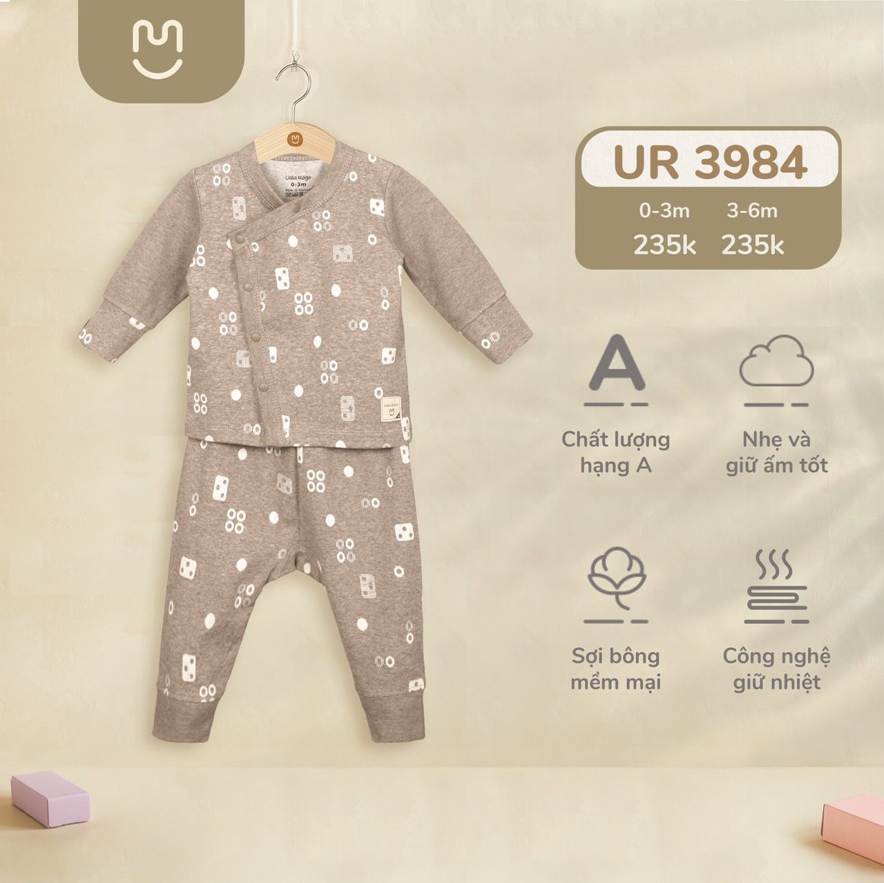  Bộ SS cài chéo cotton nỉ hoạ tiết UR 3984 