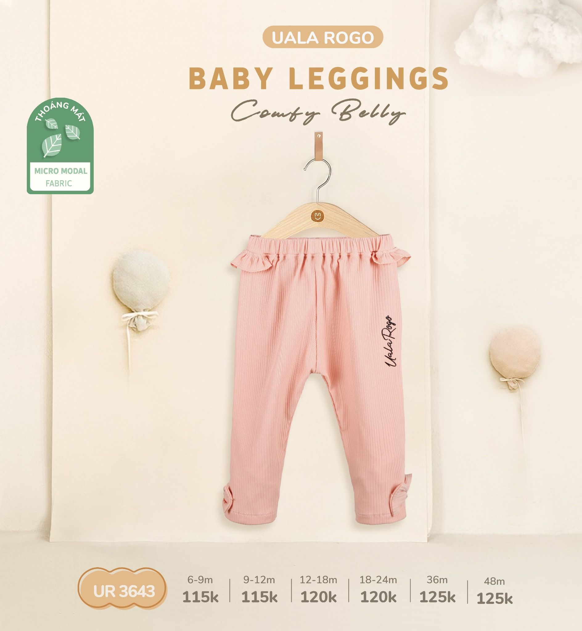  Quần legging gắn nơ cho bé giá UR 3643 