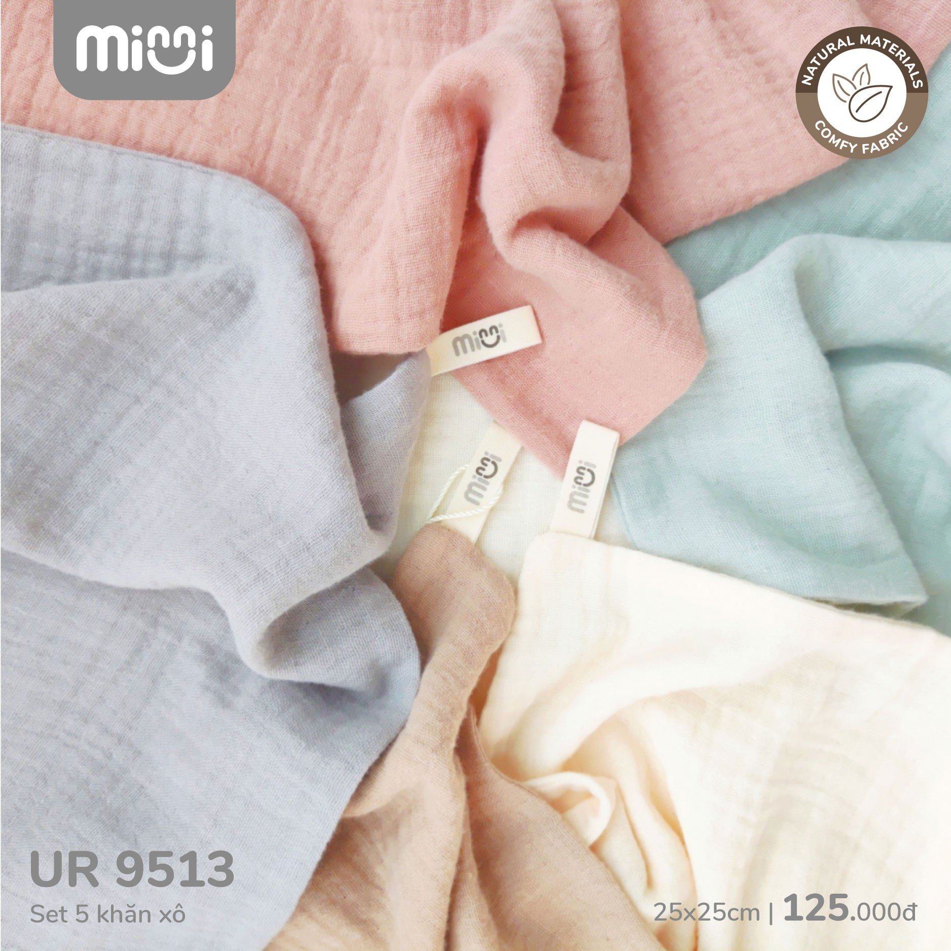 Set 5 khăn xô muslin UR 9513