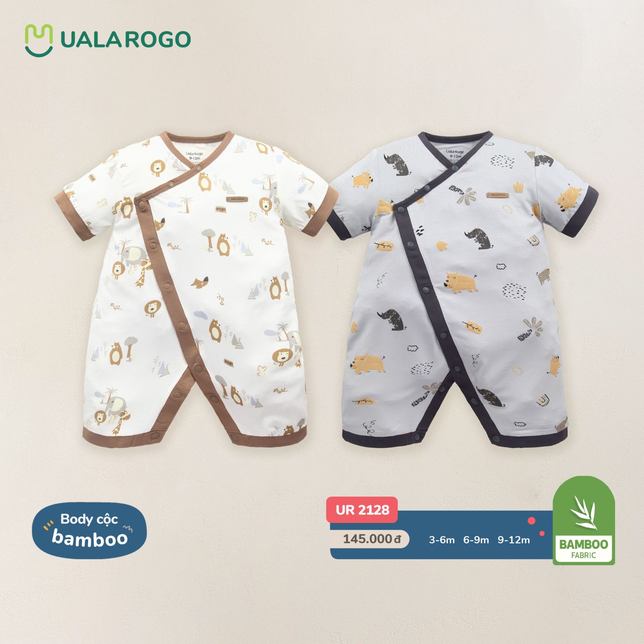 Bộ Body Cộc Tay Bamboo In Hình Thế Giới Động Vật UR 2128
