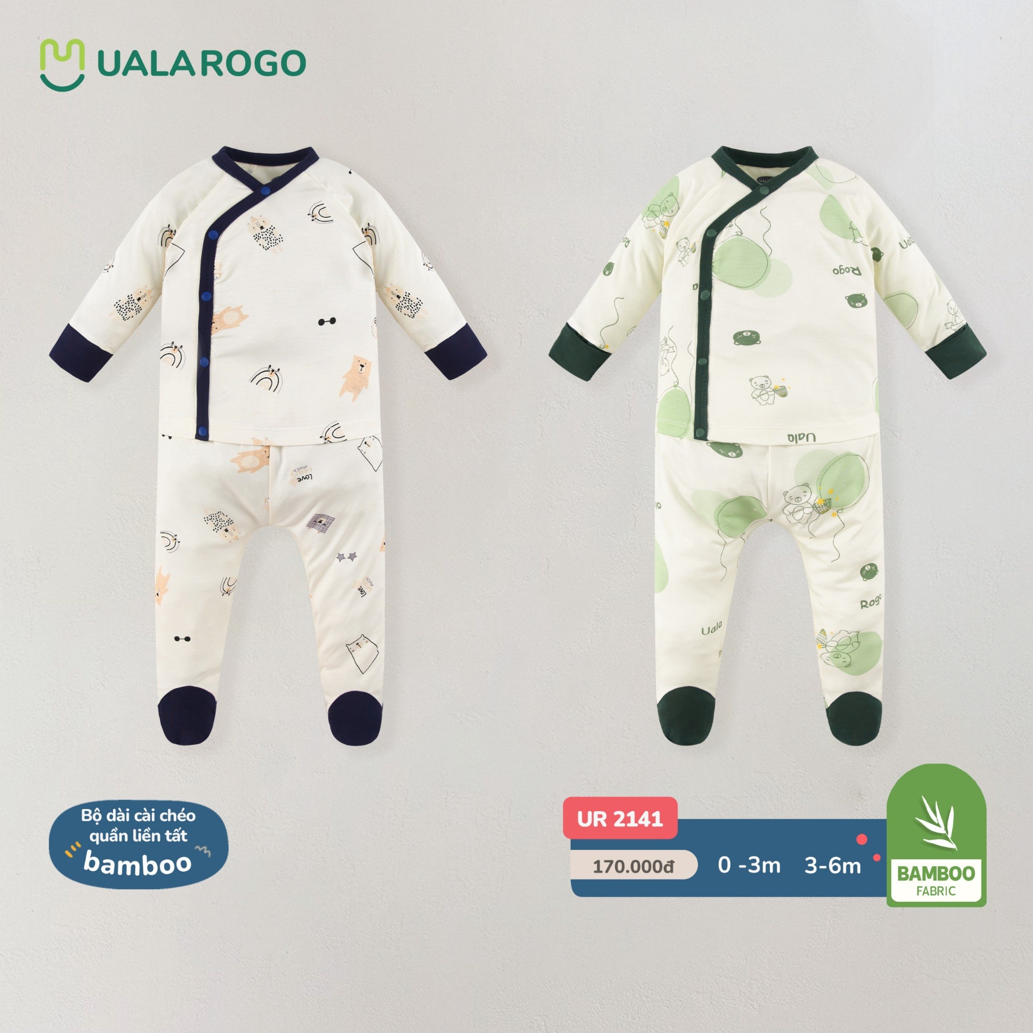 Bộ Dài Tay Sơ Sinh Liền Chân UR 2141