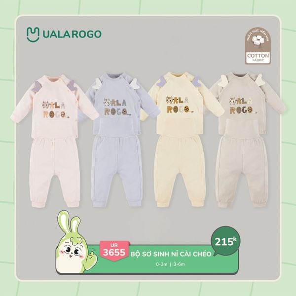  Bộ Sơ Sinh Nỉ Cài Chéo UR 3655 