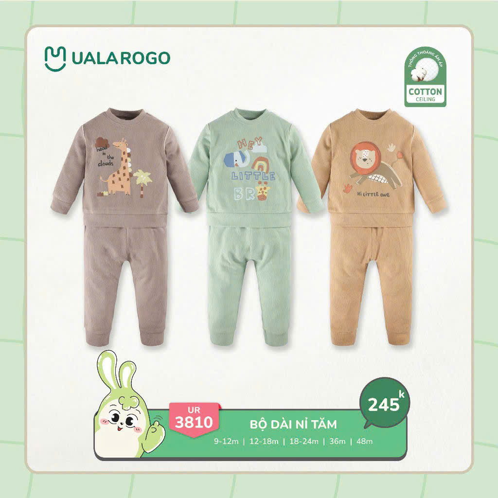 Bộ Dài Tay Nỉ Tăm Cho Bé UR 3810