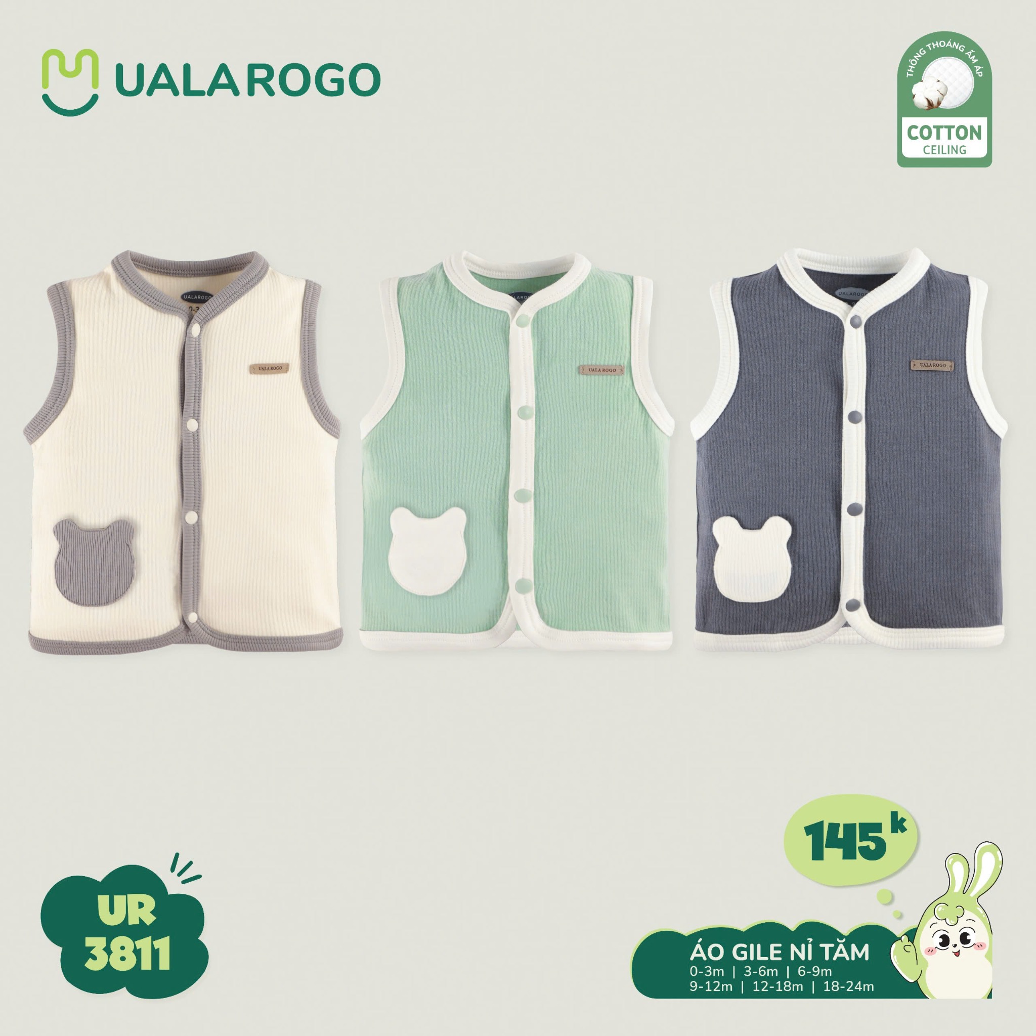 Áo Gile Nỉ Tăm Cho Bé UR 3811