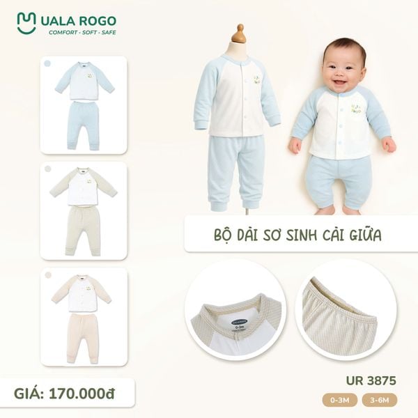  Bộ Dài Sơ Sinh Cài Giữa UR 3875 