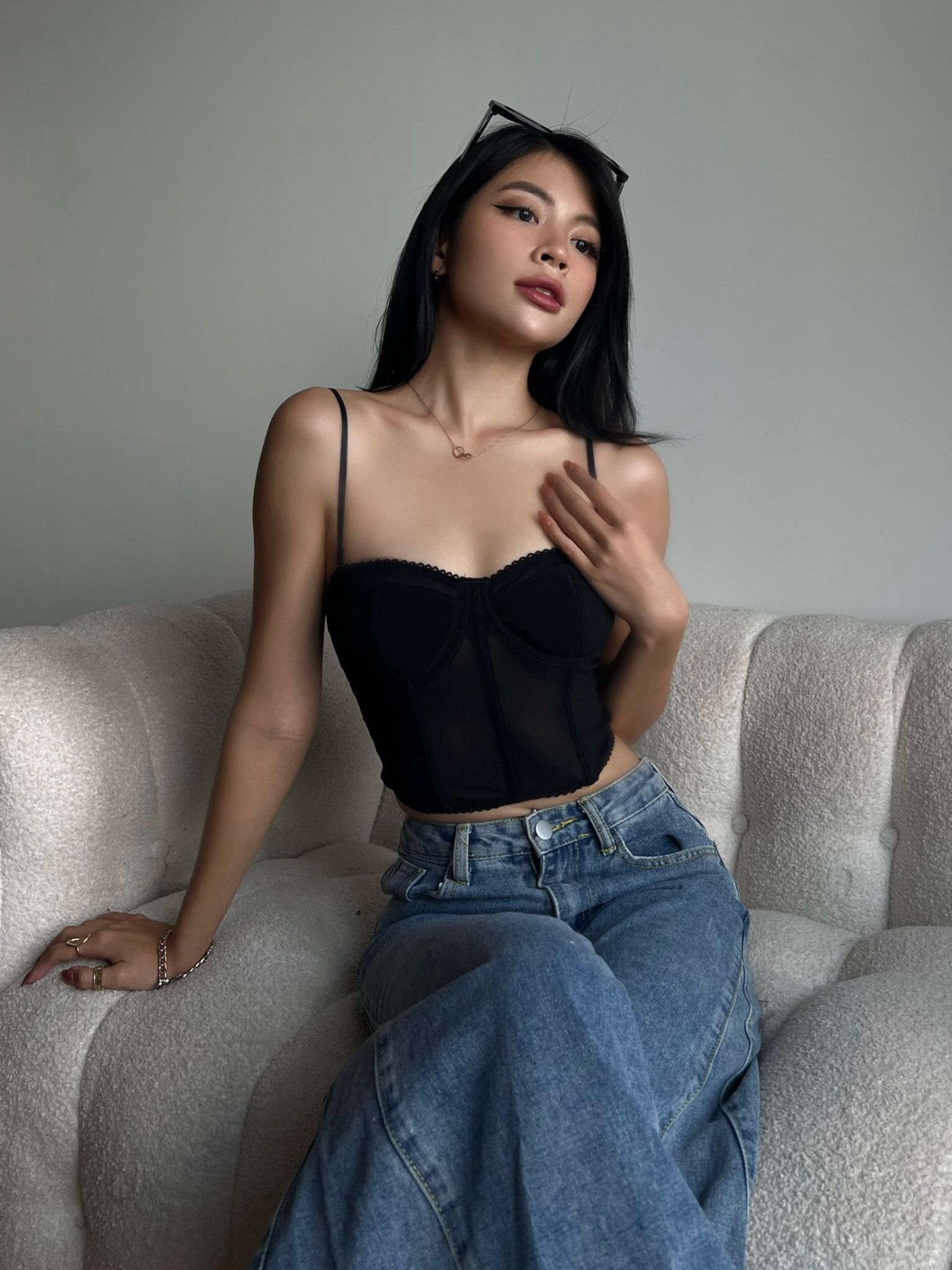  Caitlyn Corset - Áo Corset Petty Brawee Ren Đen 