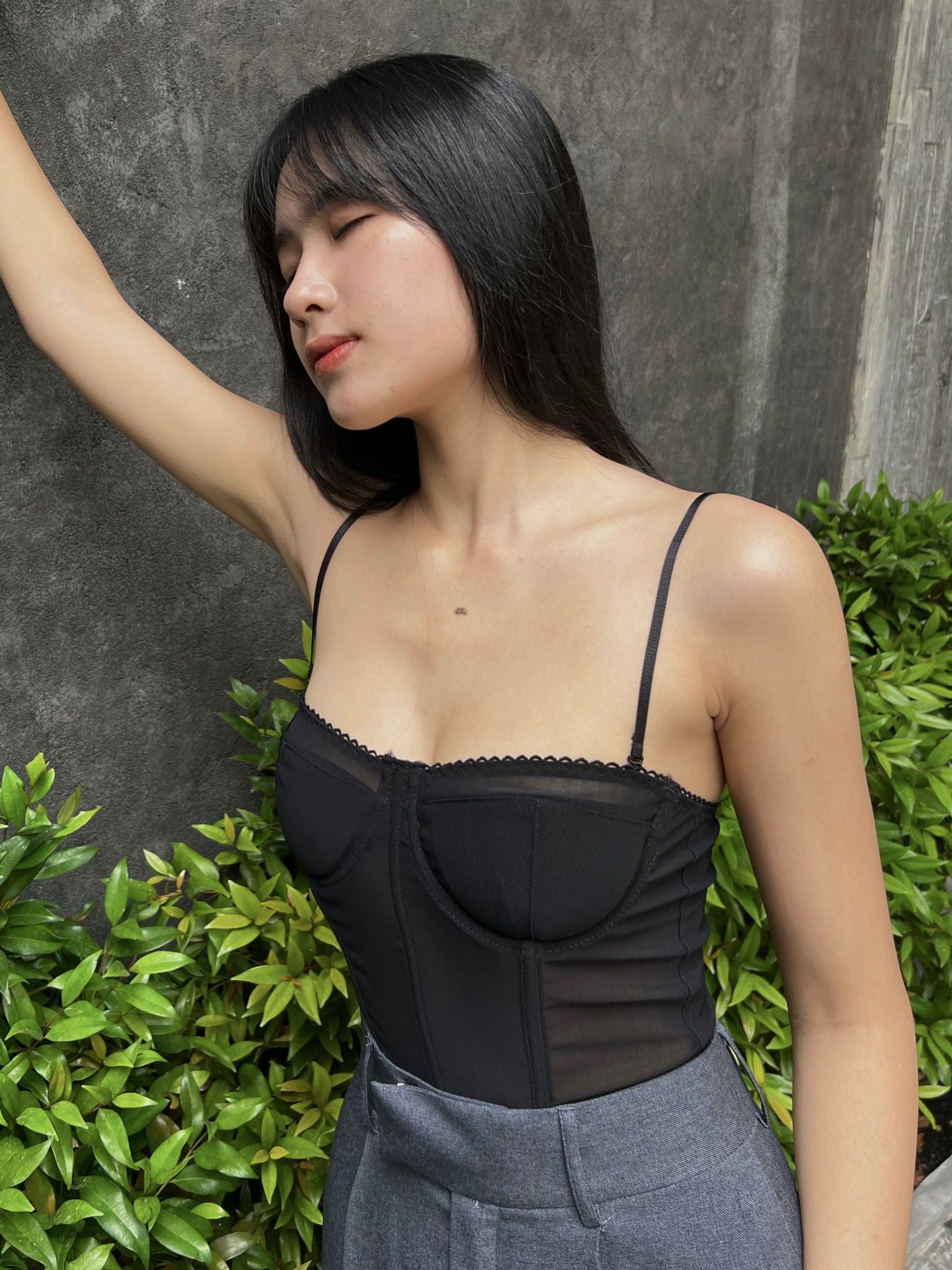  Caitlyn Corset - Áo Corset Petty Brawee Ren Đen 