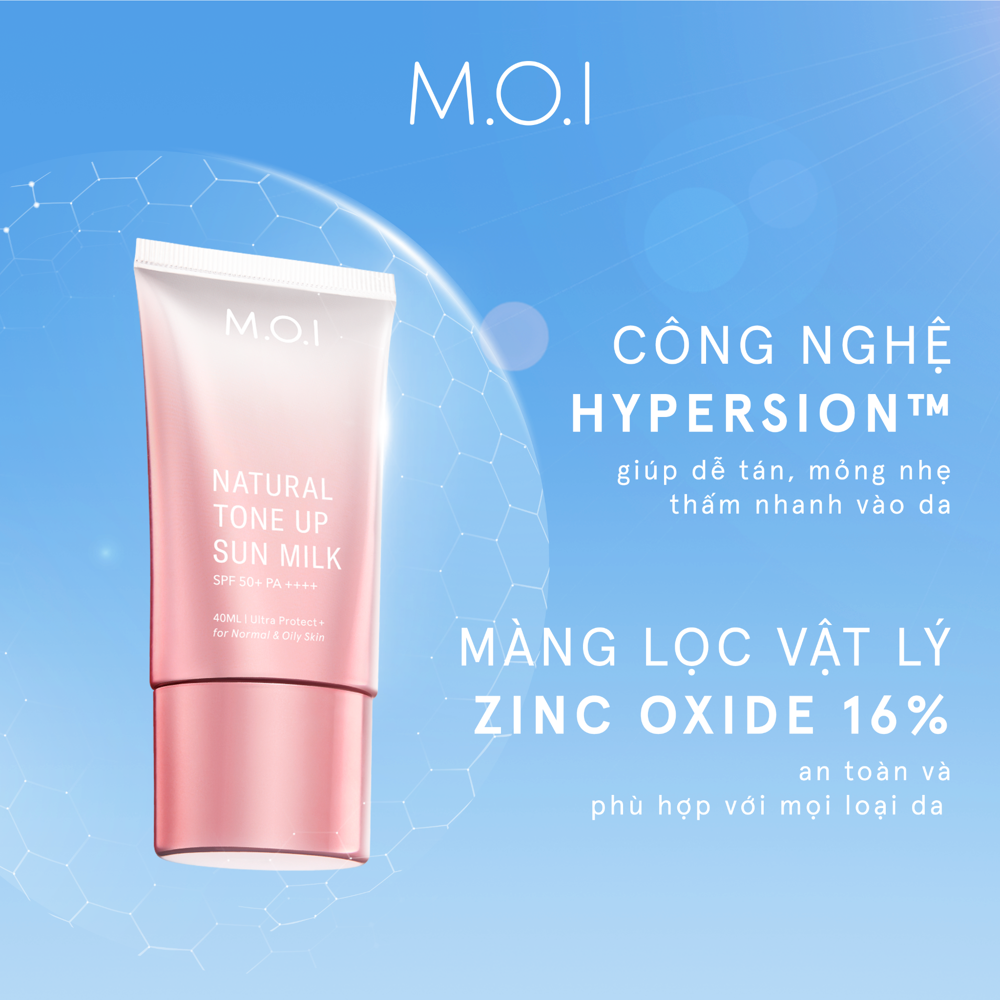  KEM CHỐNG NẮNG NÂNG TÔNG TỰ NHIÊN M.O.I 40ML 