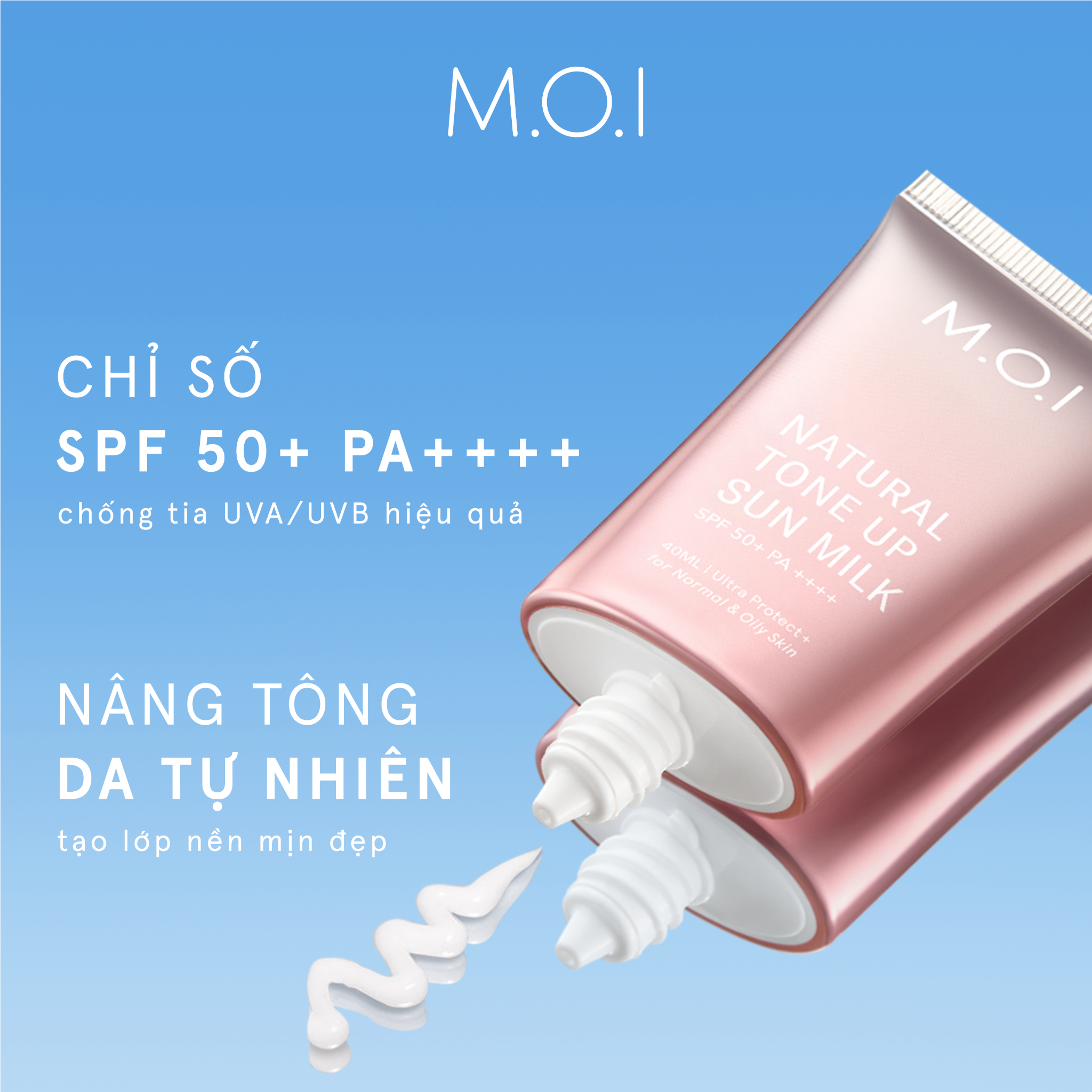  KEM CHỐNG NẮNG NÂNG TÔNG TỰ NHIÊN M.O.I 40ML 