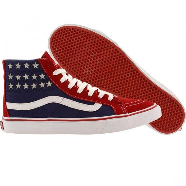  018IH0F - SK8 Hi Slim Studded Stars Red/Blue 