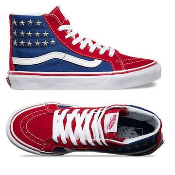  018IH0F - SK8 Hi Slim Studded Stars Red/Blue 