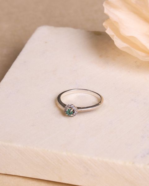  Faceted Emeral Sterling Ring 1 