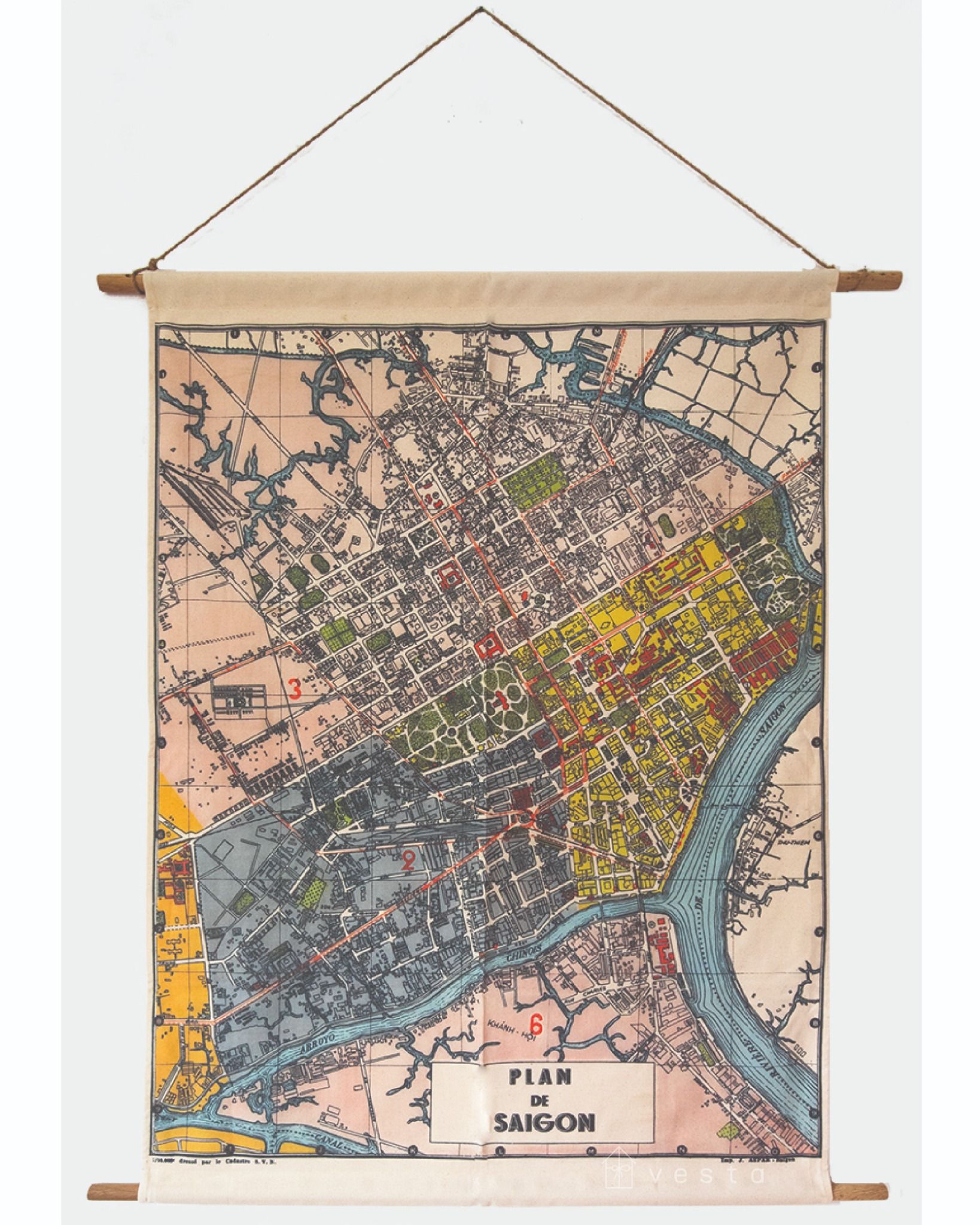  'Saigon 1950s' Hanging Map - CTT0016 