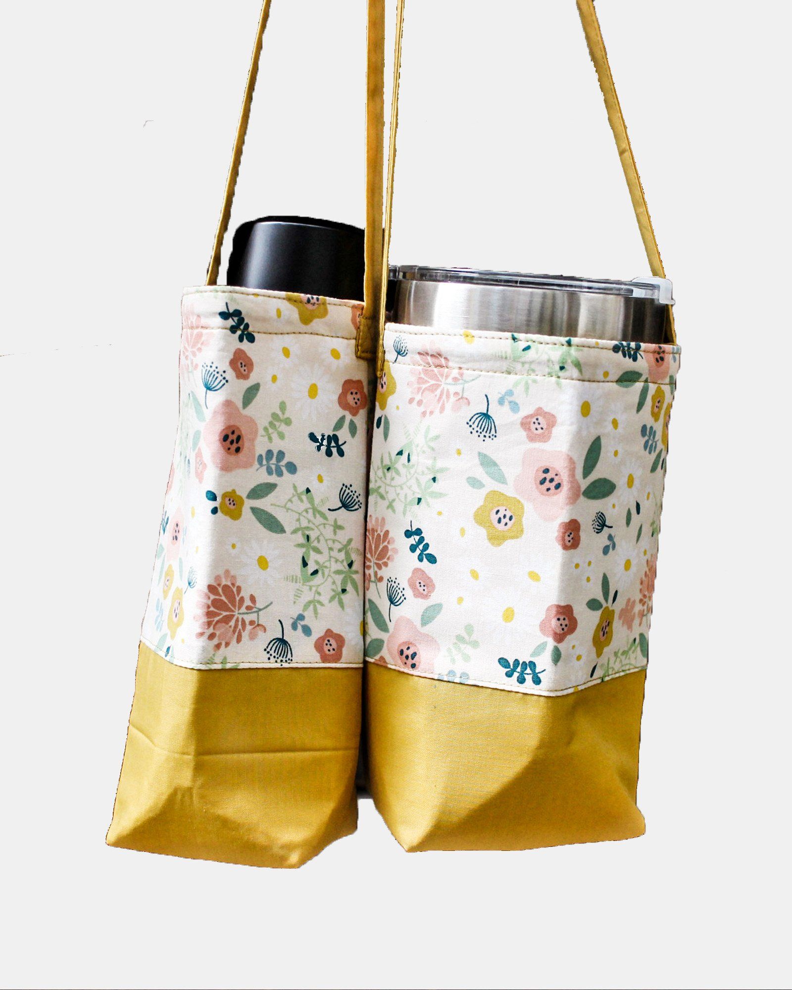  Yellow Floral Bottle Bag 