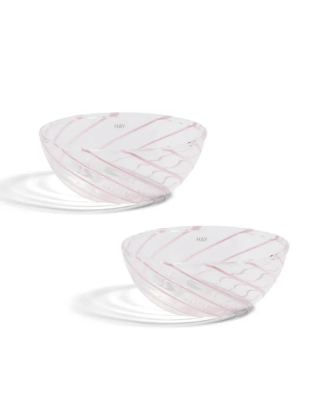  SPIN BOWL - CLEAR PINK STRIPE 