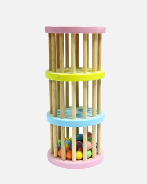  Wooden Rattle 3 Floors Tower - Trống Lắc Bi 3 Tầng 
