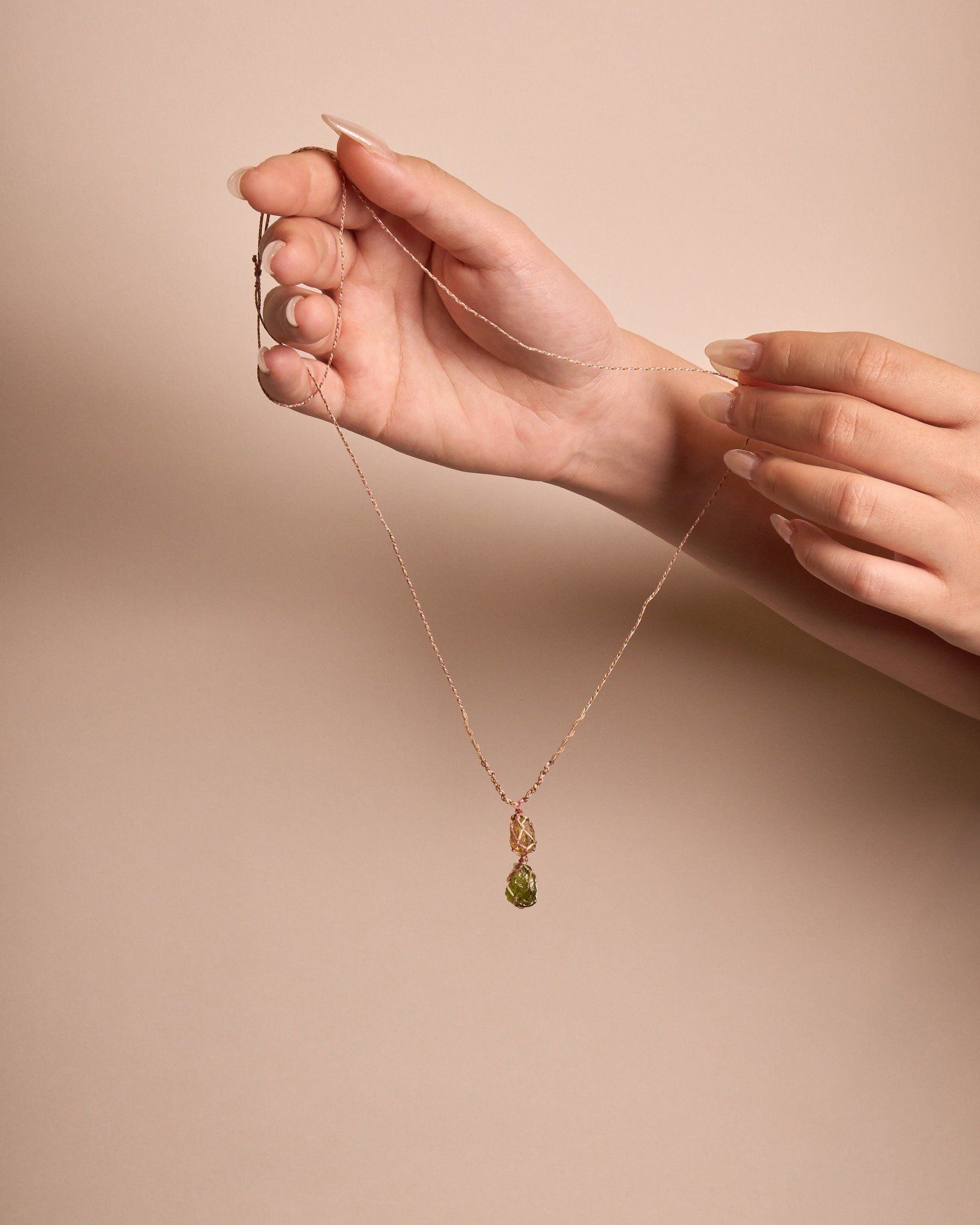  Citrine, Peridot Macrame Necklace - 380 