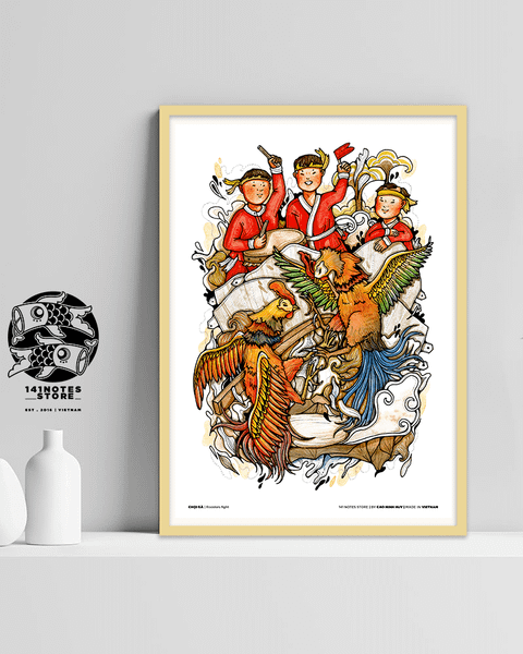  Cock Fighting Art Print - Chọi gà 