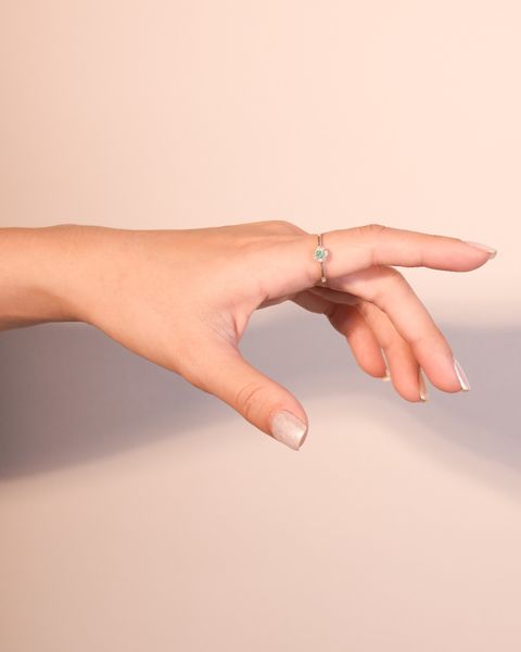  Faceted Emeral Sterling Ring 1 