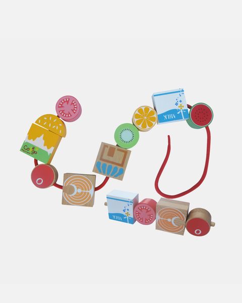  Food Set Pull-Along Wooden Toy - Bộ Xỏ Dây Thực Phẩm 