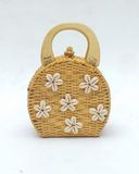  Wooden Handle Rattan Round Bag 